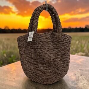 LOFT Women's Brown Woven Small Tote Bag